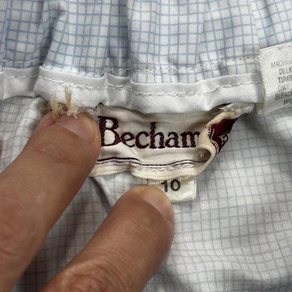 VTG Bechamel Size 10 Skirt Blue Checkered and Floral Cottagecore Pockets Japan‎